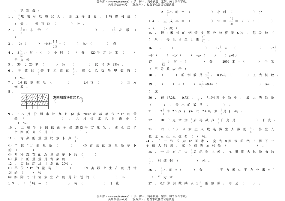 小学六年级数学第十一册概念易错题集试卷_第1页