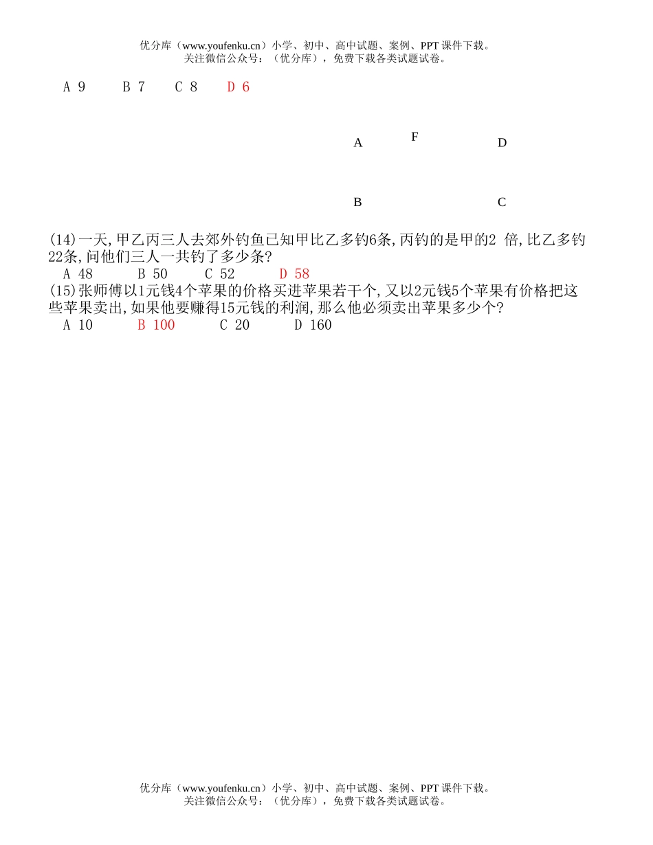 小学五年级数学第二届华博士奥林匹克竞赛及答案试卷_第2页
