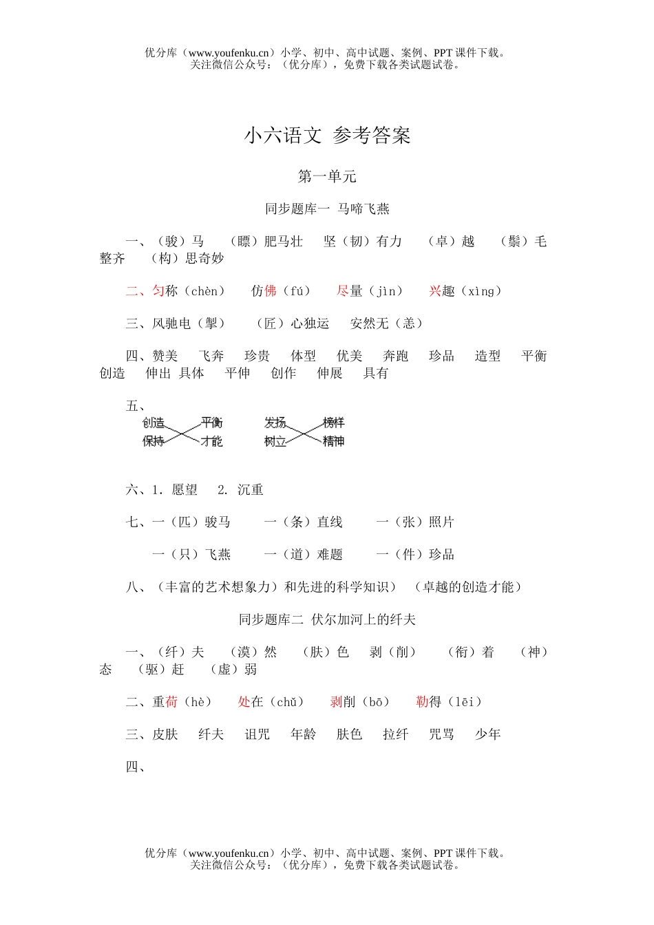 小学六年级语文小六同步题库试卷_第1页
