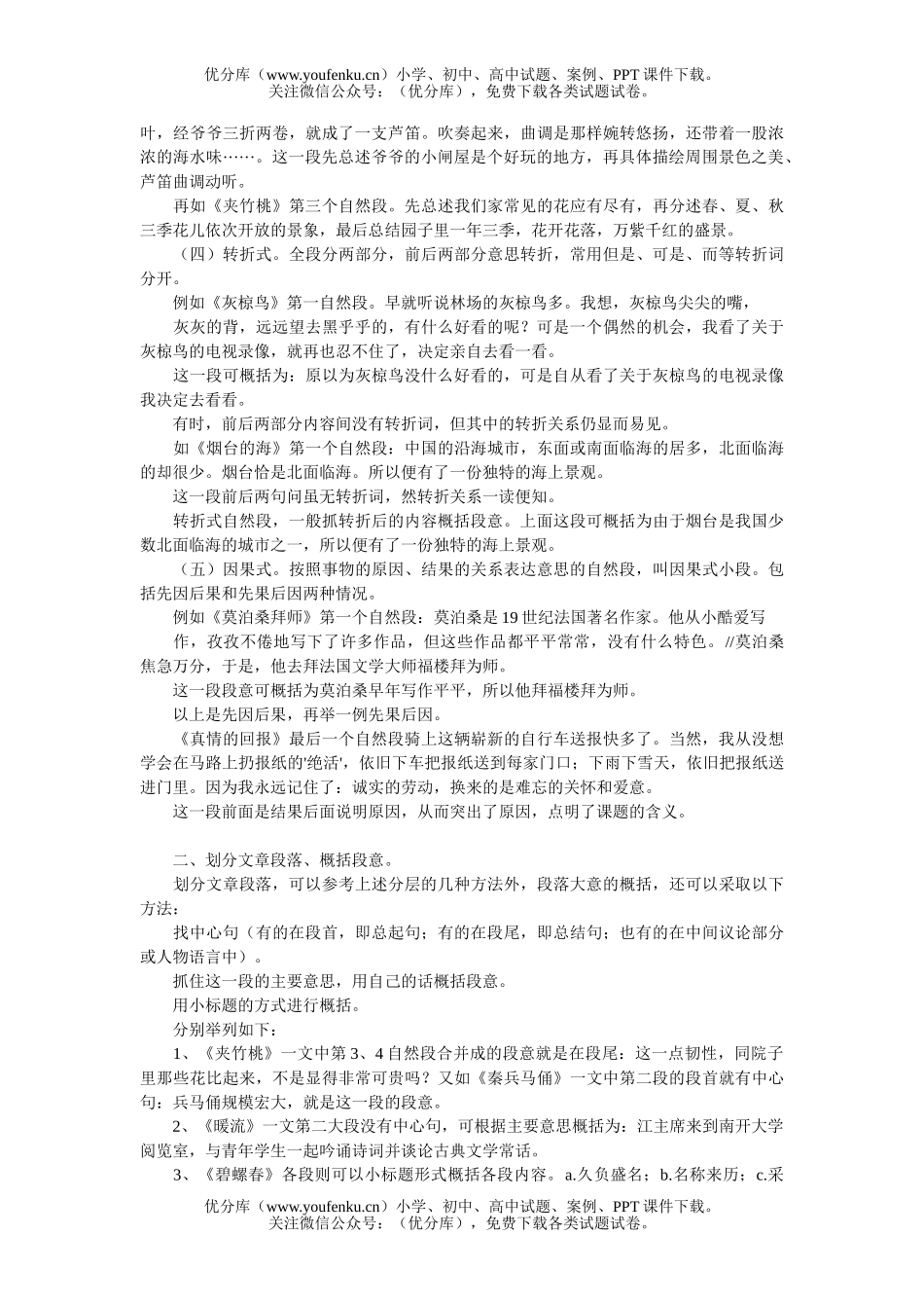小学六年级语文人教版阅读复习资料试卷_第2页