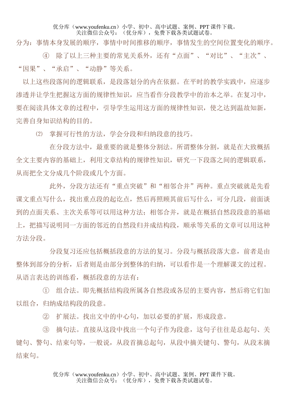小学六年级语文人教版阅读复习指导二试卷_第2页