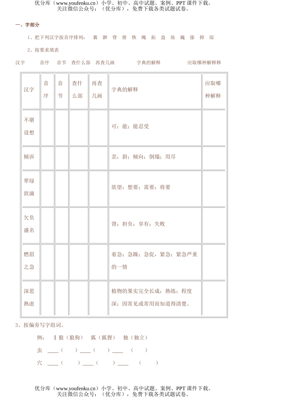 小学六年级语文人教版复习资料试卷_第1页