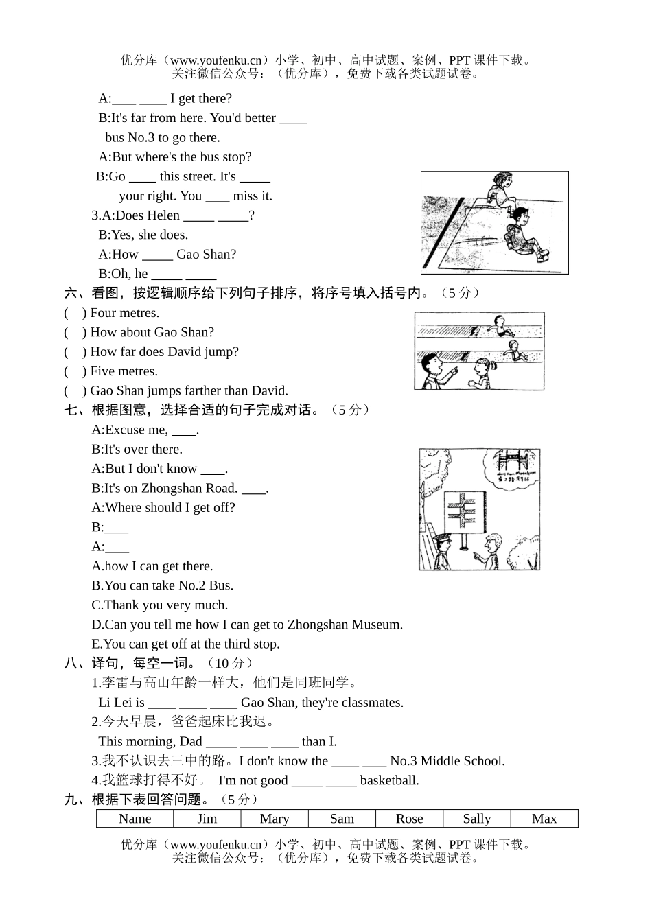 小学六年级英语牛津版下册Unit 4综合练习试卷_第3页