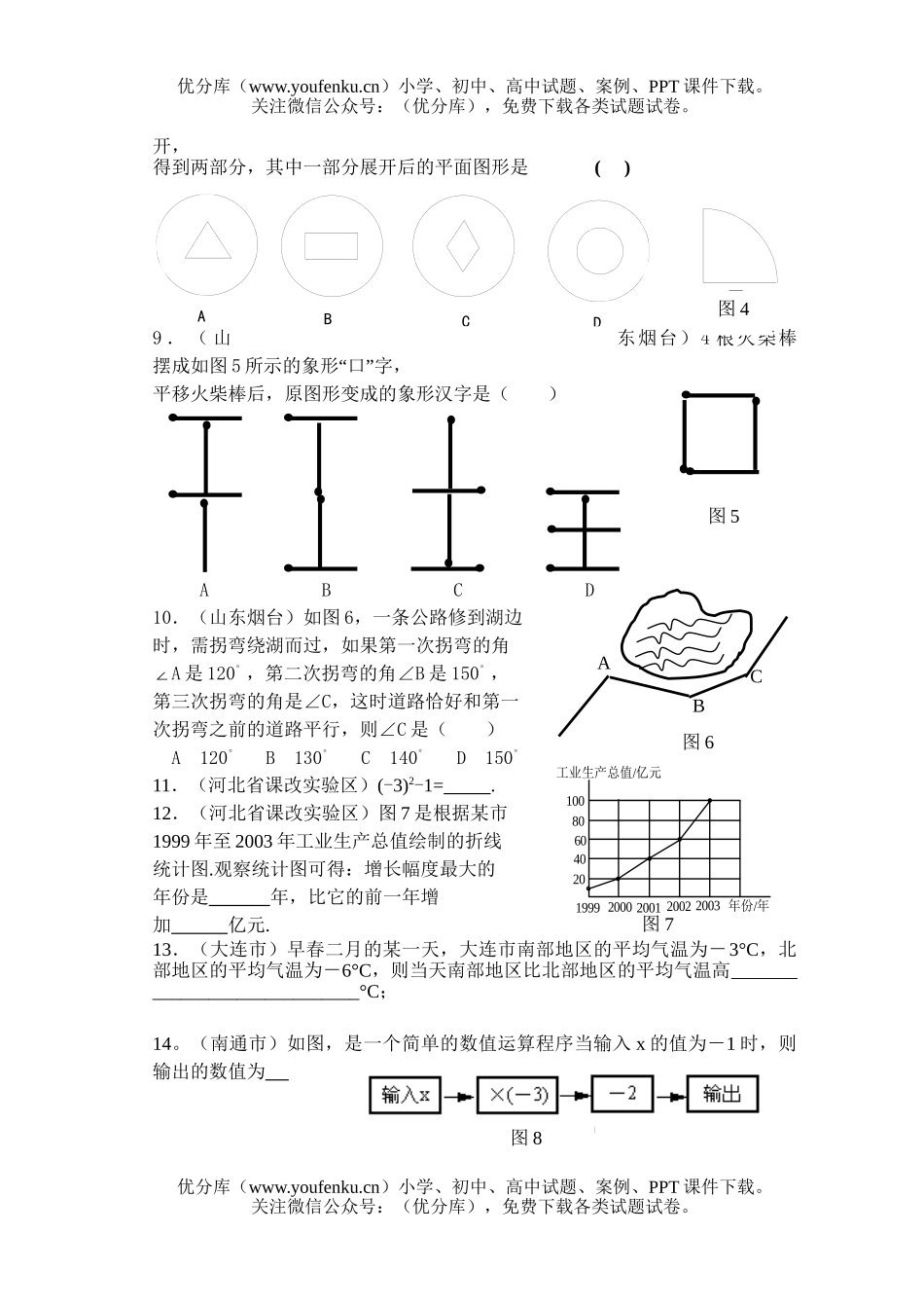 初中七年级数学2004中考集萃3(适合做)试卷_第2页