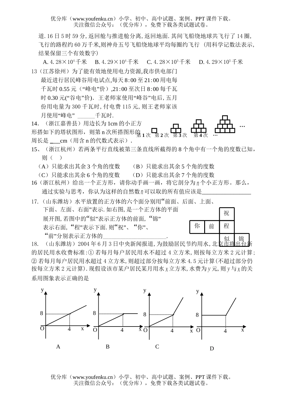 初中七年级数学2004中考选(适合做)试卷_第2页