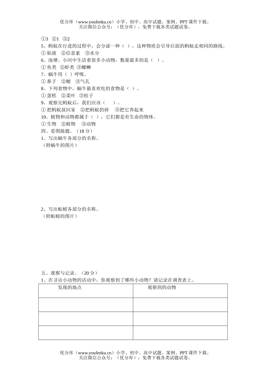 小学综合上册第二单元测试卷_第2页