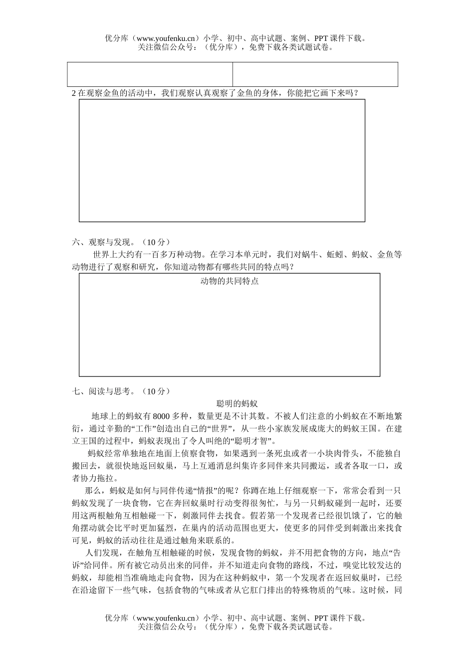 小学综合上册第二单元测试卷_第3页