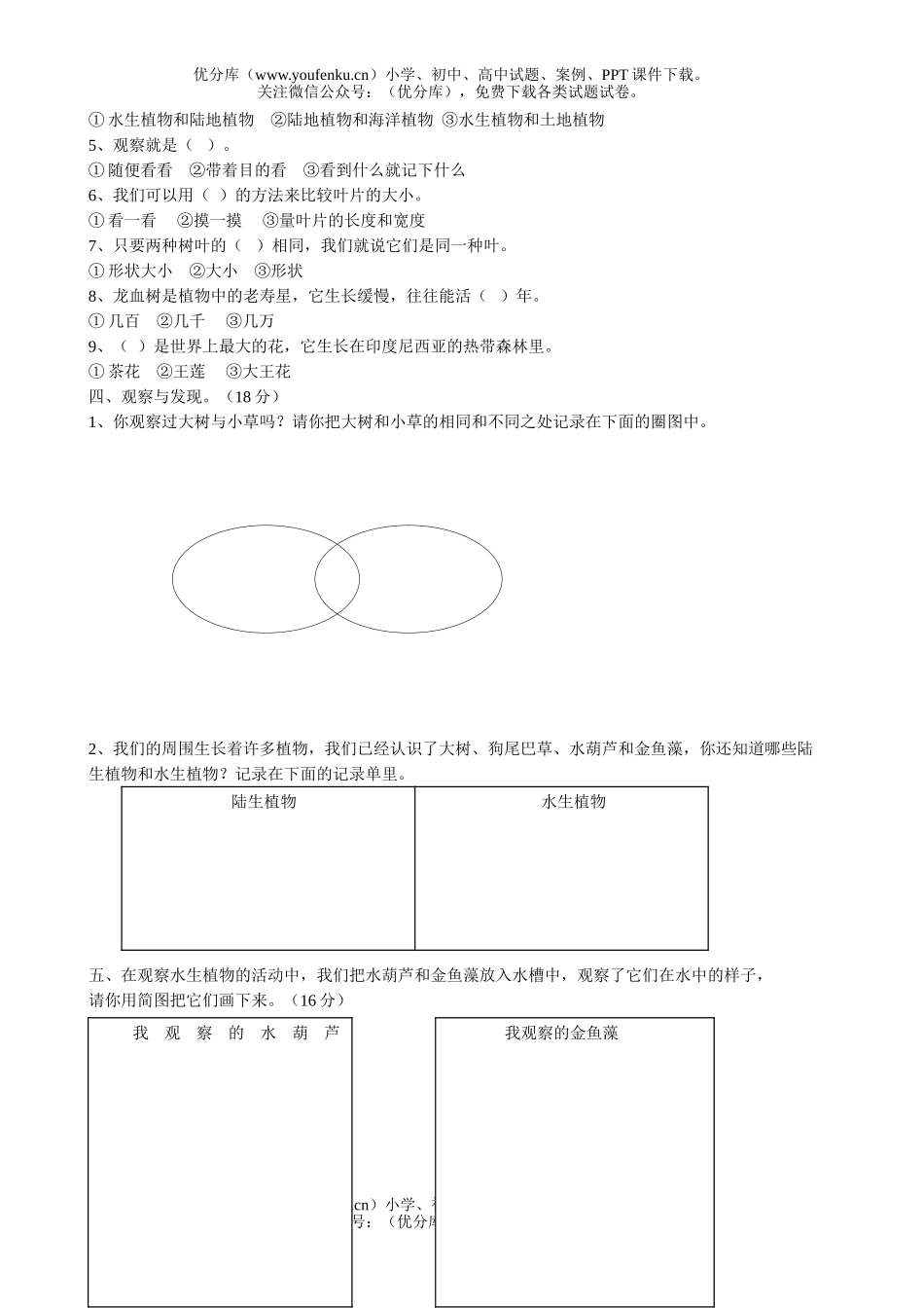 小学综合上册第一单元测试卷_第2页