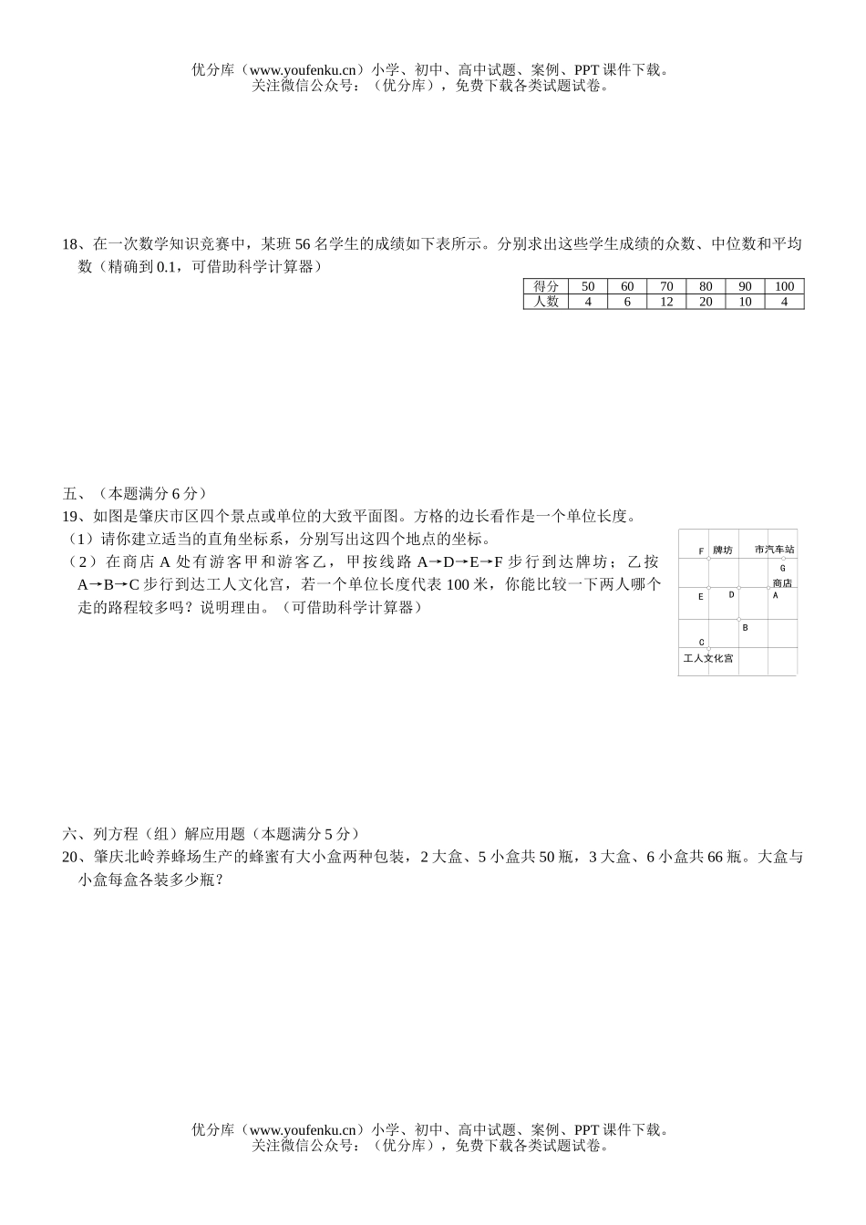 初中九年级数学科第二学期期末水平测试卷_第2页