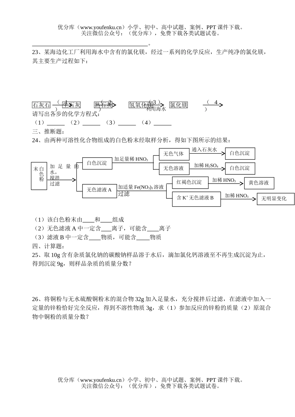 初中化学酸碱盐-[盐同步练习]试卷_第3页