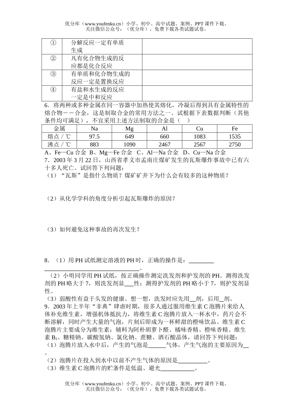 初中化学新题专题训练试卷_第2页
