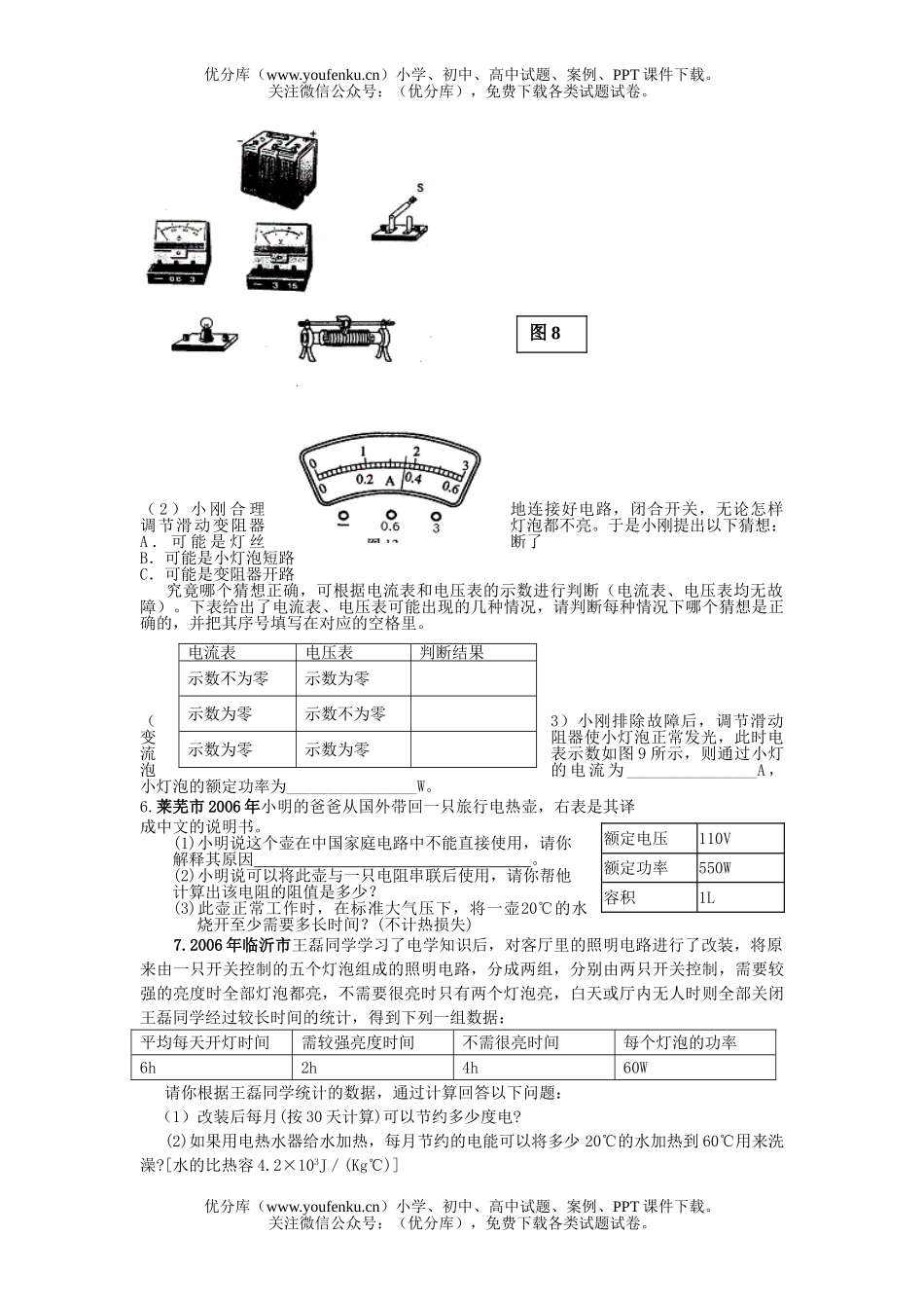 初中九年级物理全国各地中考分类汇编《电功与电功率》试卷_第2页
