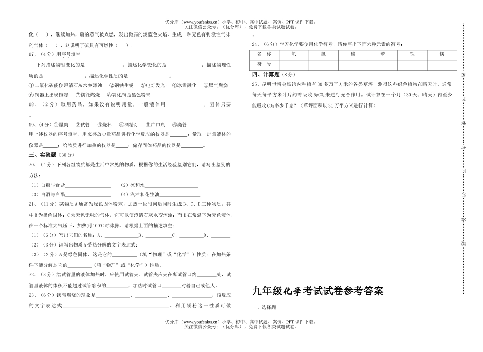 初中化学考试卷_第2页
