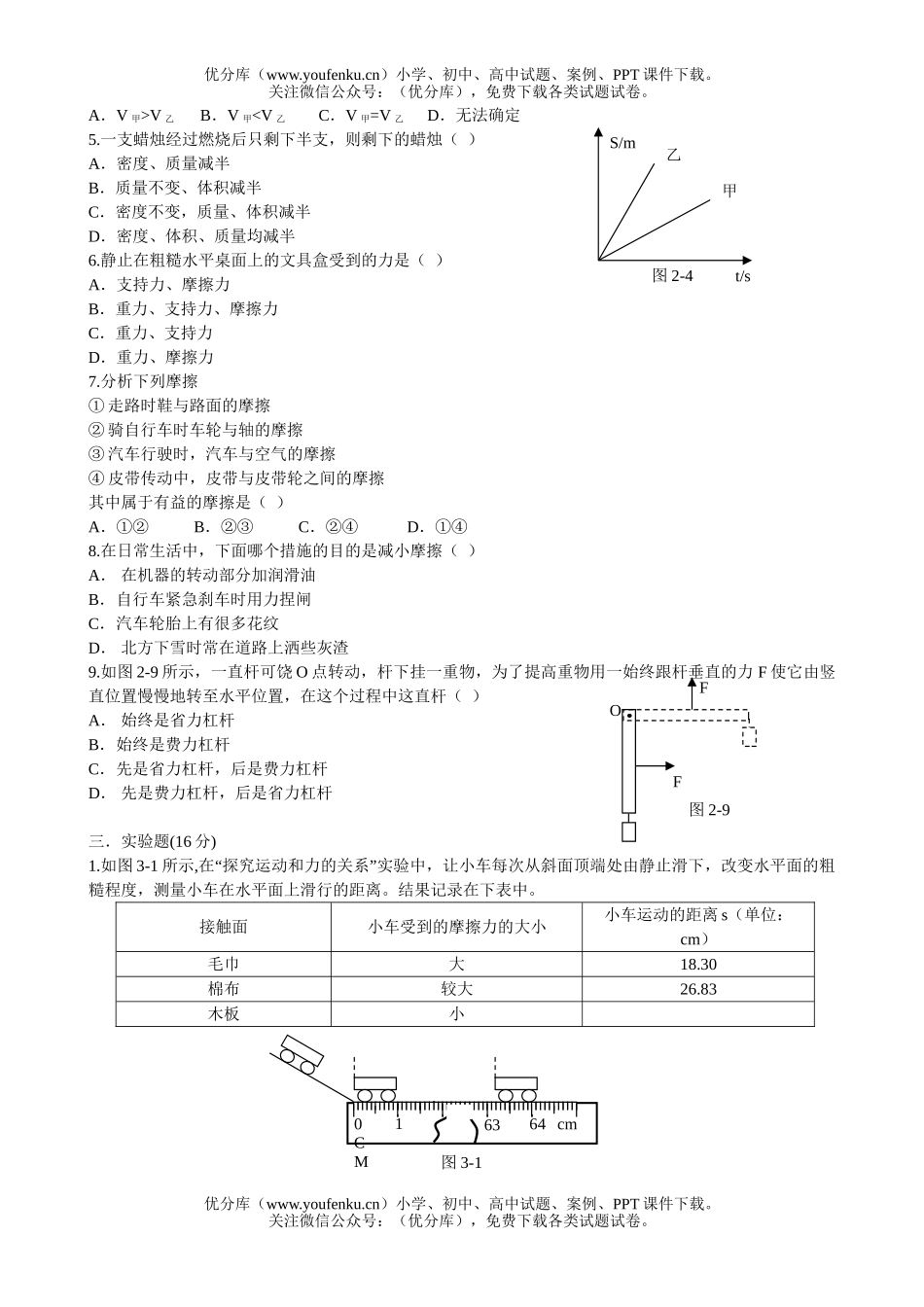 初中九年级物理期中考试卷_第2页