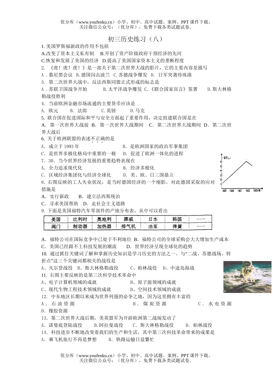 初中九年级历史练习(八)试卷_第1页