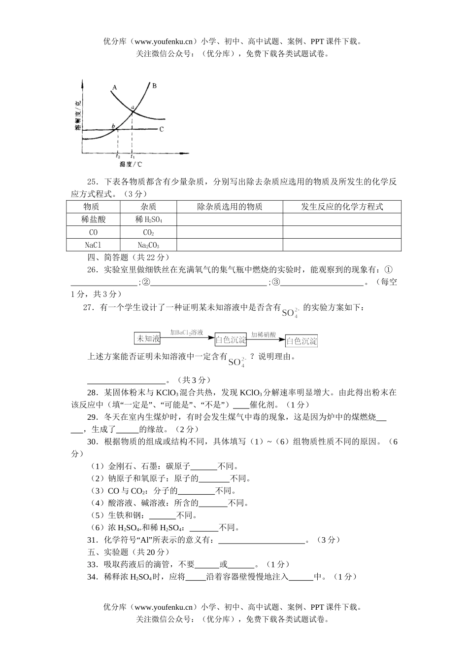 初中化学中考全真模拟(四)试卷_第2页