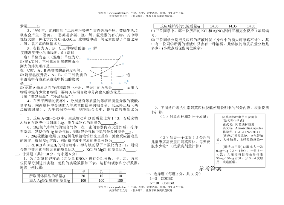初中化学计算试卷_第2页