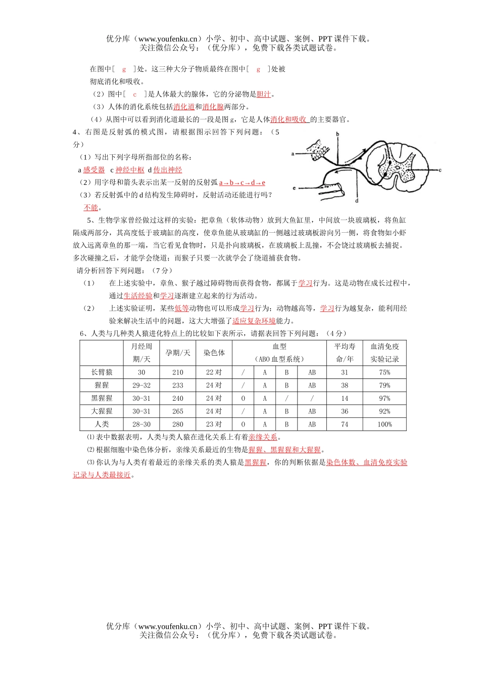 初中九年级生物中考模拟(三)试卷_第3页