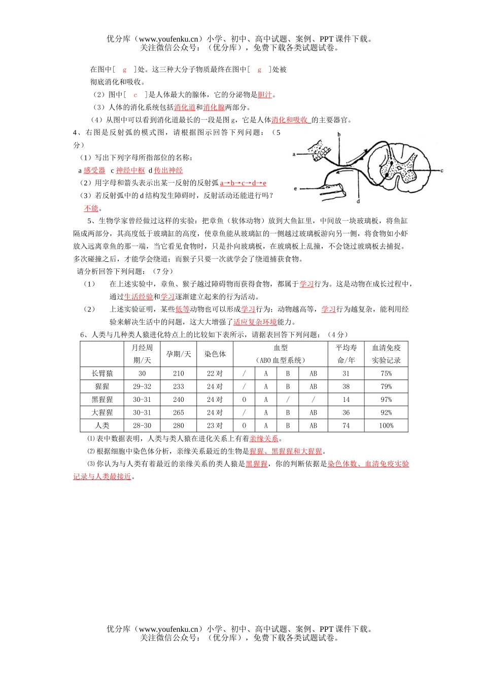 初中九年级生物中考模拟3试卷_第3页