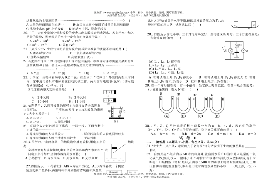 初中九年级科学自然测试卷_第2页