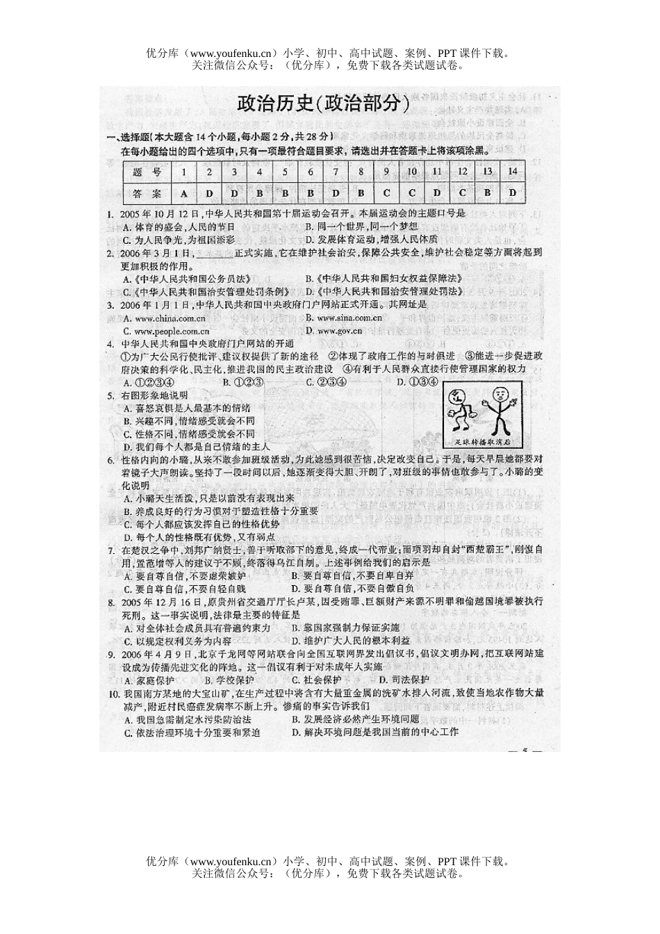 初中九年级政治太原初毕业生升学考试及答案试卷_第1页