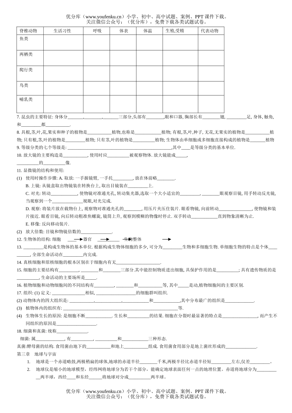 初中九年级科学中考复习期末复习提纲试卷_第2页
