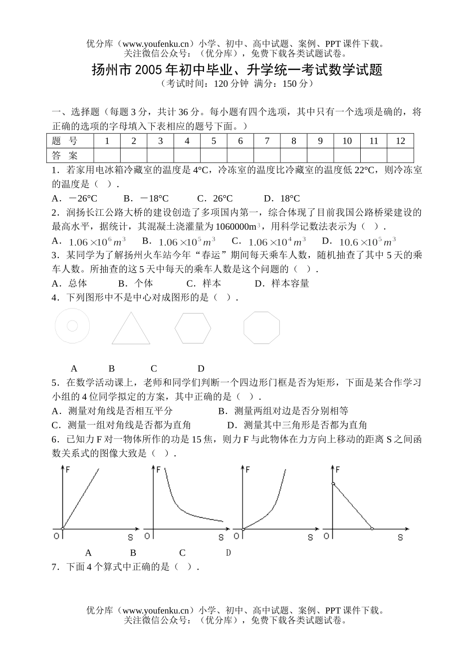 初中数学中考2005年扬州市中考试卷_第1页