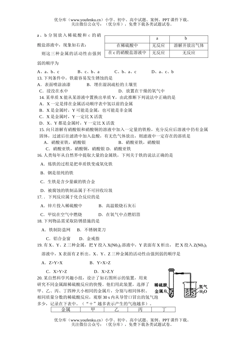 初中九年级科学2007年全国中考之单元汇编(十)试卷_第2页