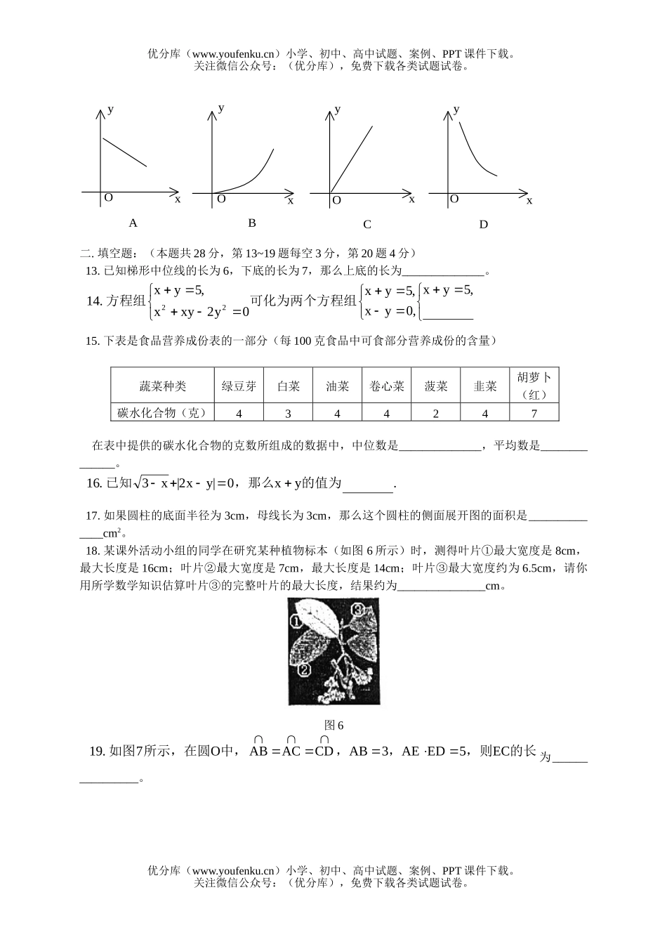 初中数学中考北京中考试(海淀卷)试卷_第2页