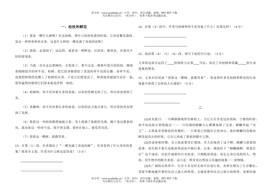初中语文中考中考模似卷[下学期]试卷_第2页