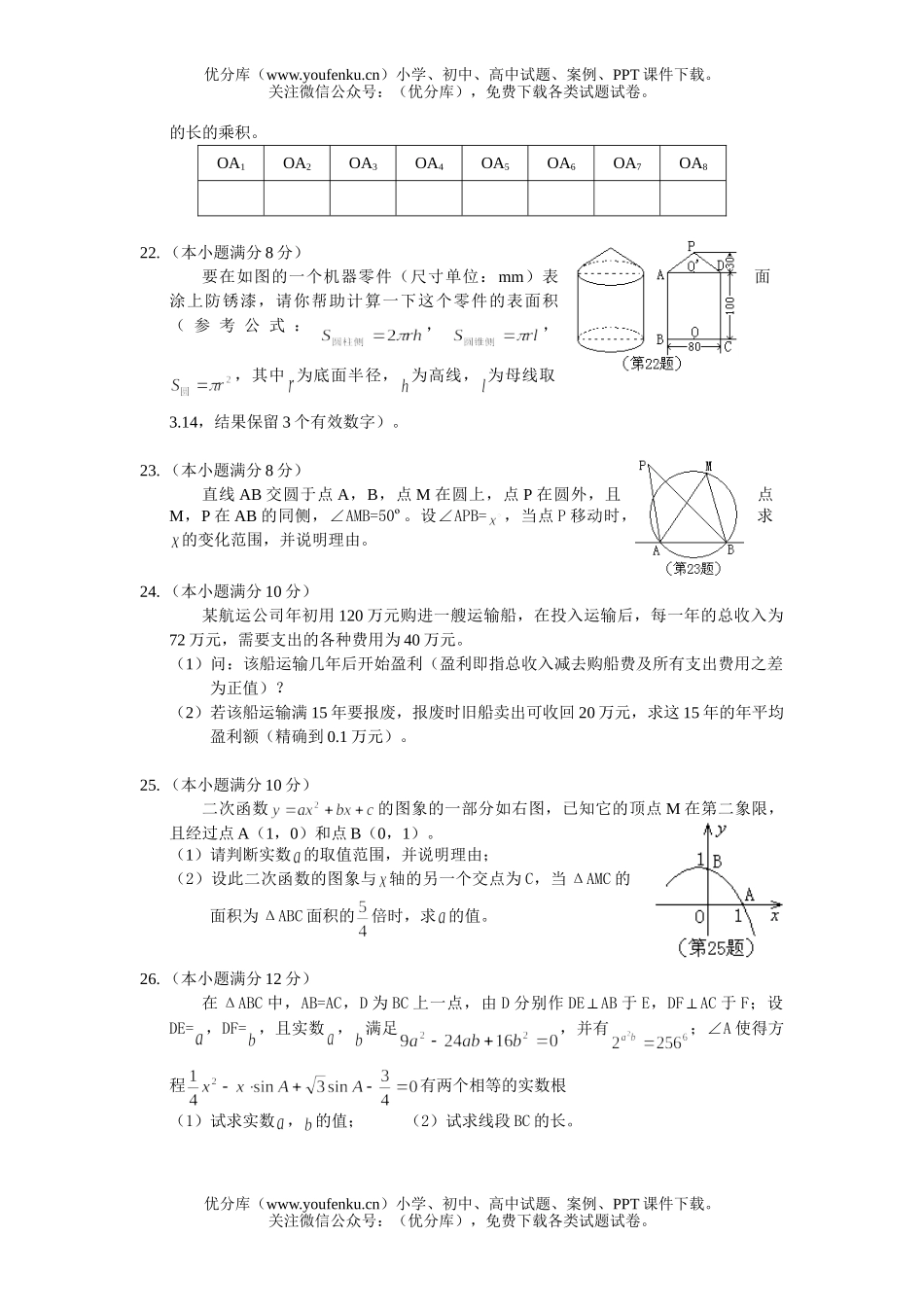 初中数学中考2004年杭州市中考题试卷_第3页