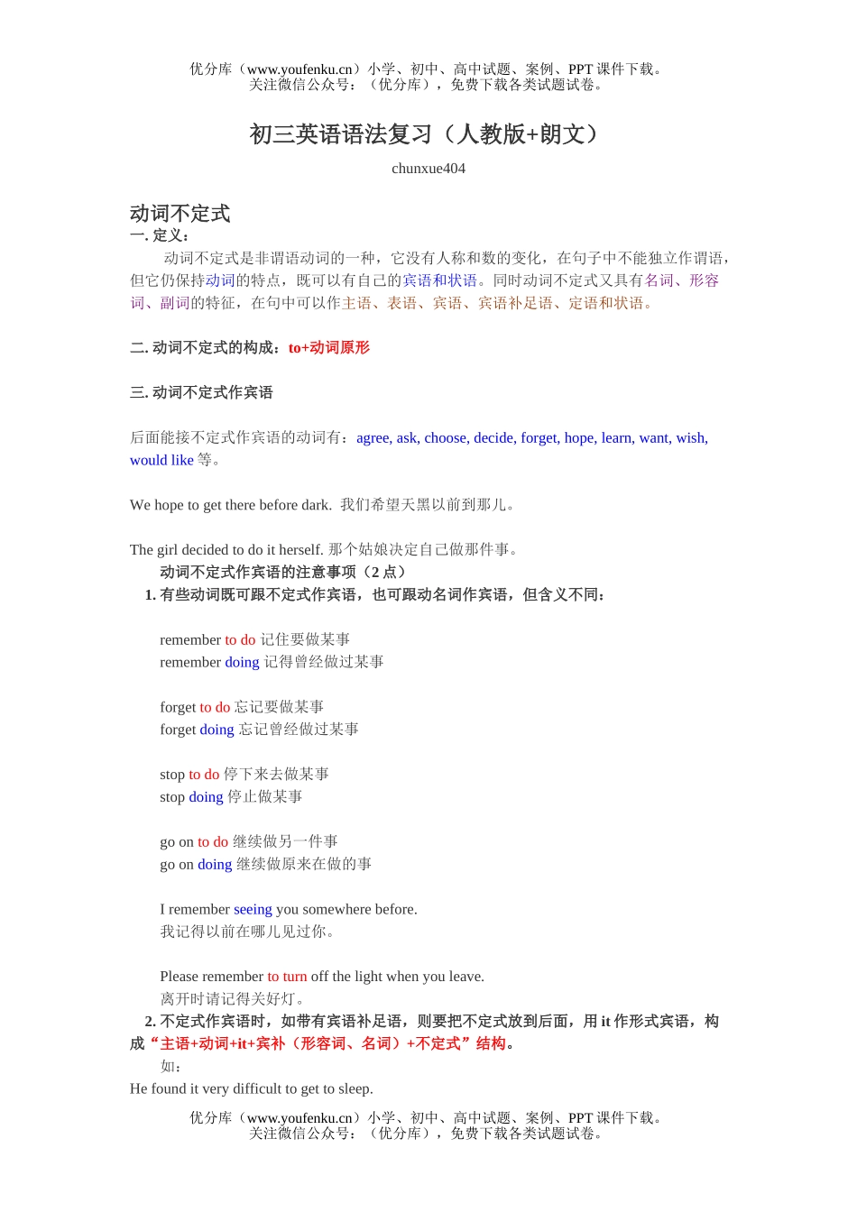 初中英语中考人教朗文中考语法复习试卷_第1页