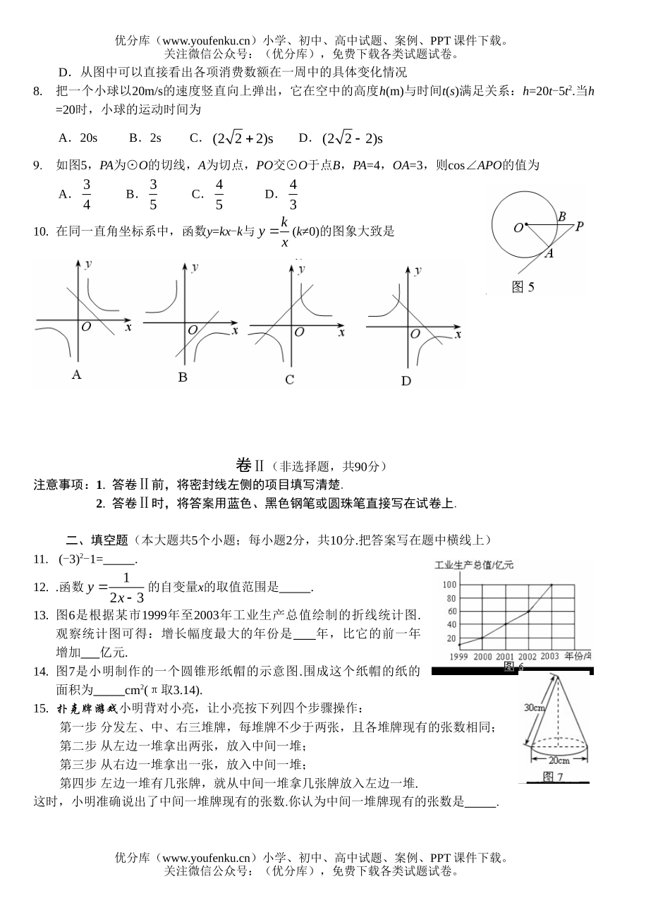 初中数学中考课改实验区河北鹿泉中考试卷_第2页
