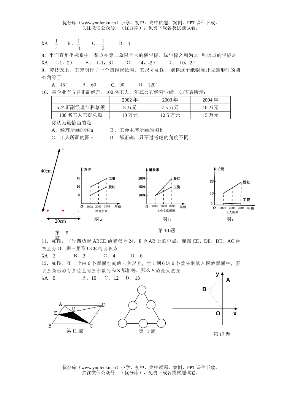 初中数学中考中考全真模拟(4)试卷_第2页