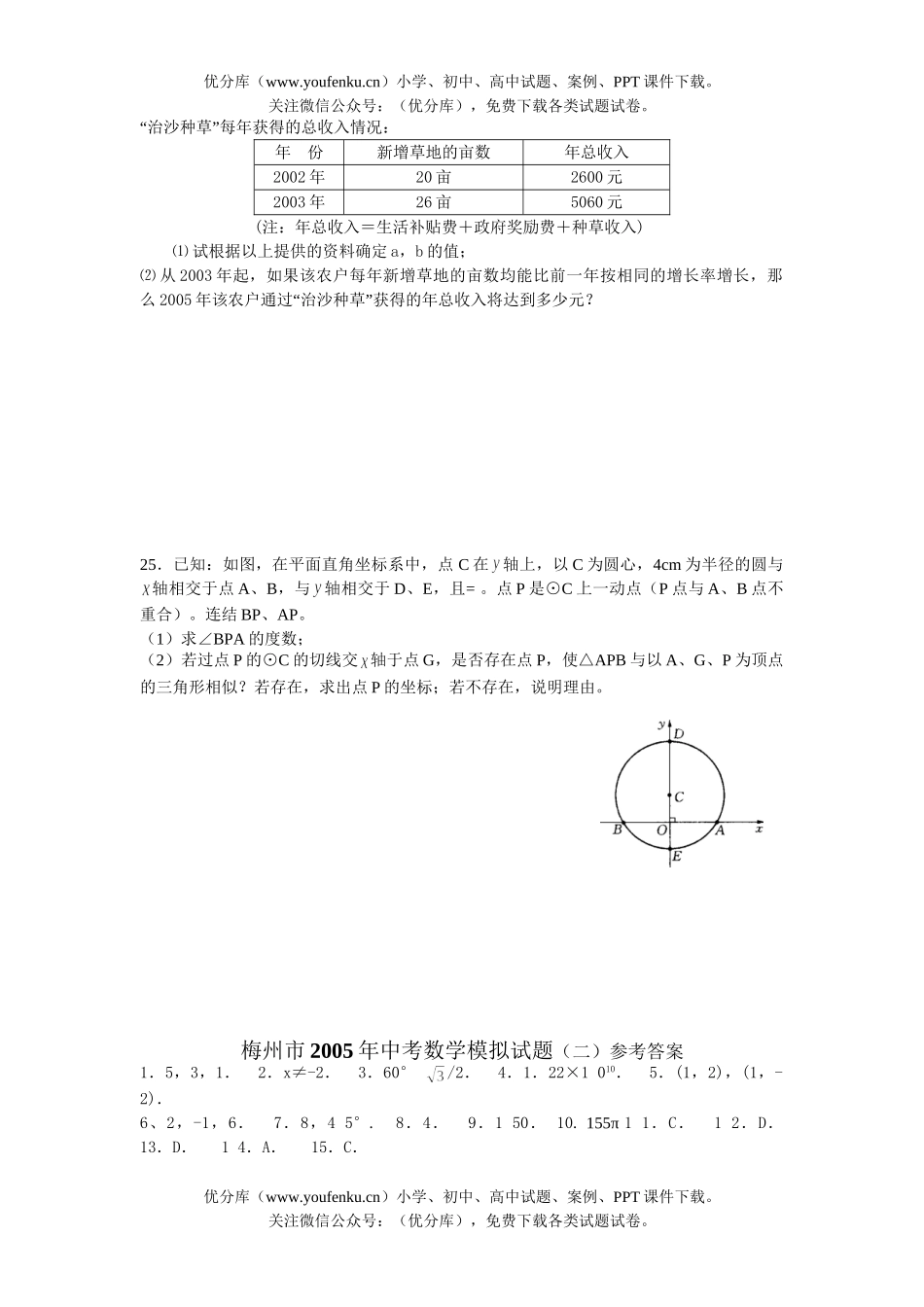 初中数学中考中考模拟(二)试卷_第3页