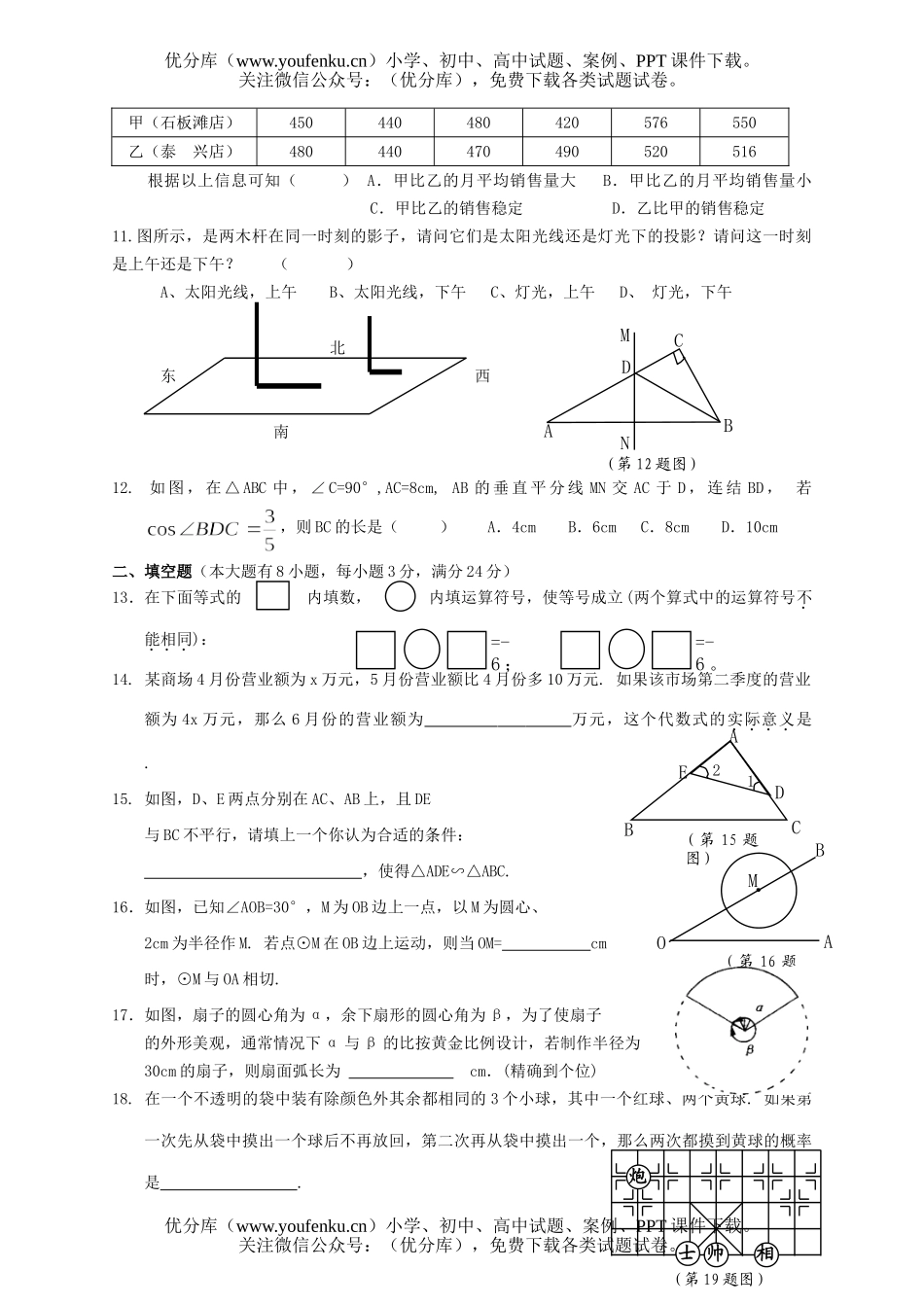 初中数学中考中考模拟题试卷_第2页