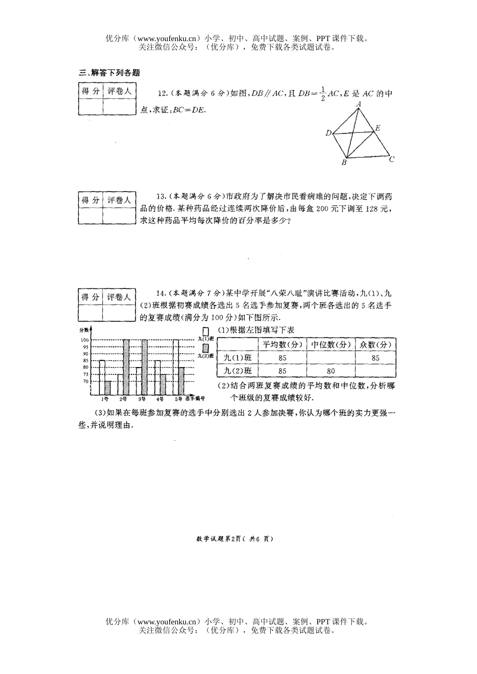 初中数学中考2006 黄冈市中考题试卷_第2页
