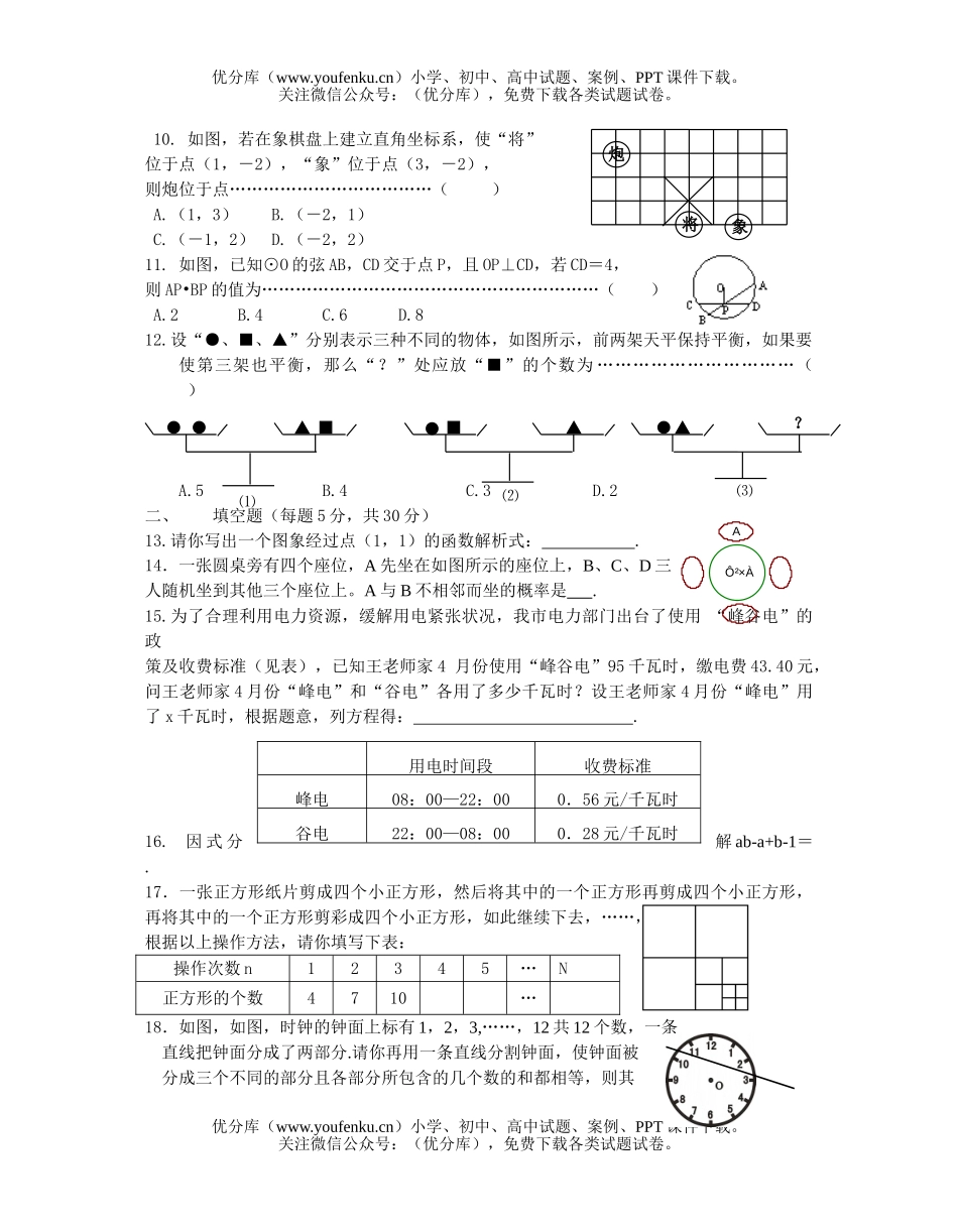 初中数学中考模拟6试卷_第2页