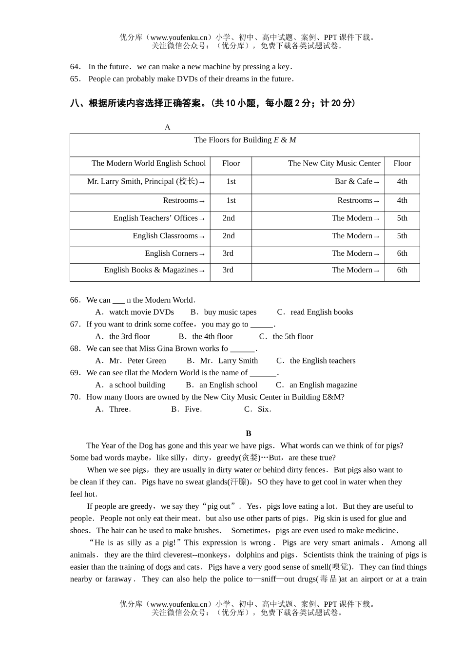 初中英语中考阶段统一招生考试卷_第2页
