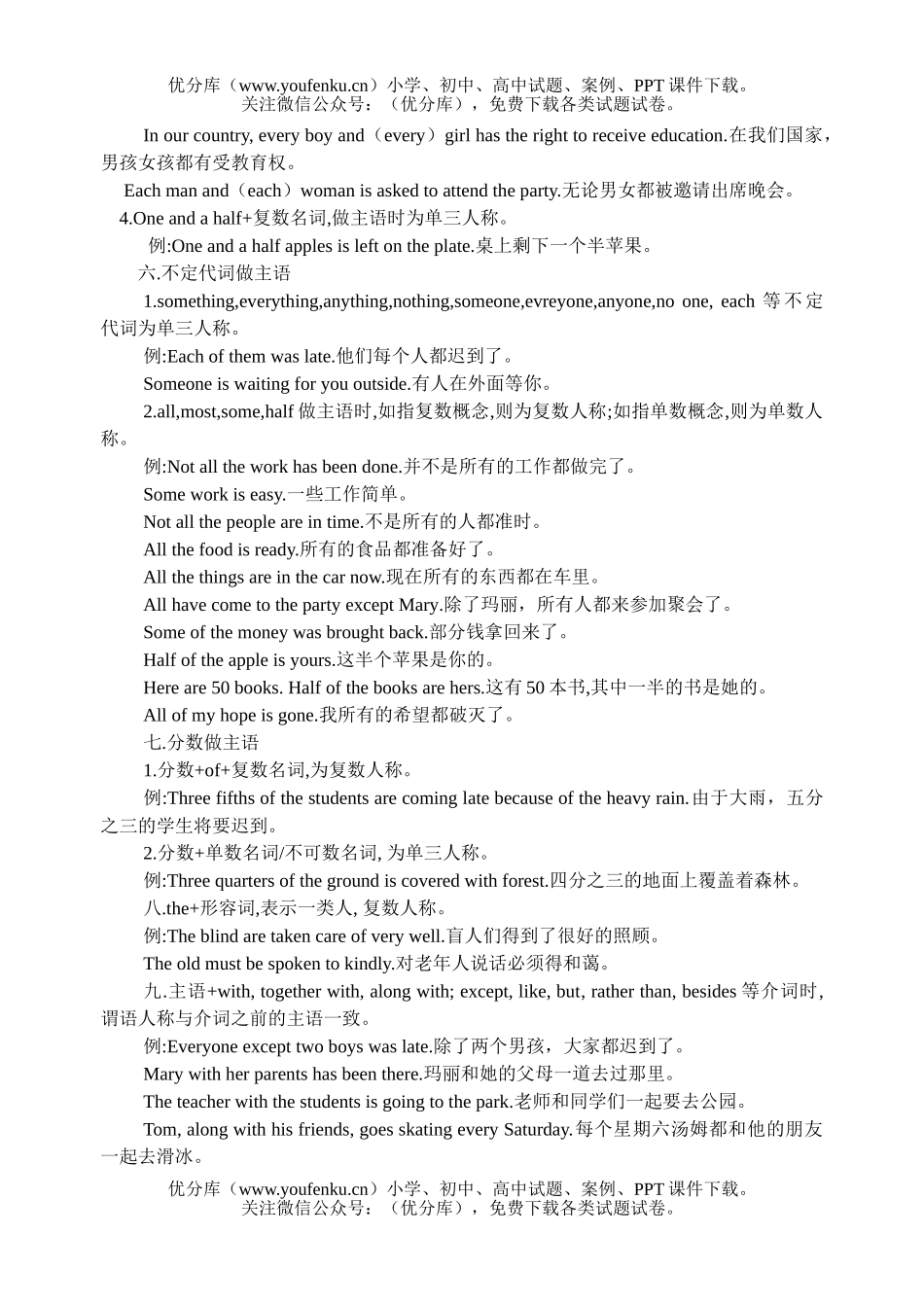初中英语中考中考主谓一致性要点归纳试卷_第2页