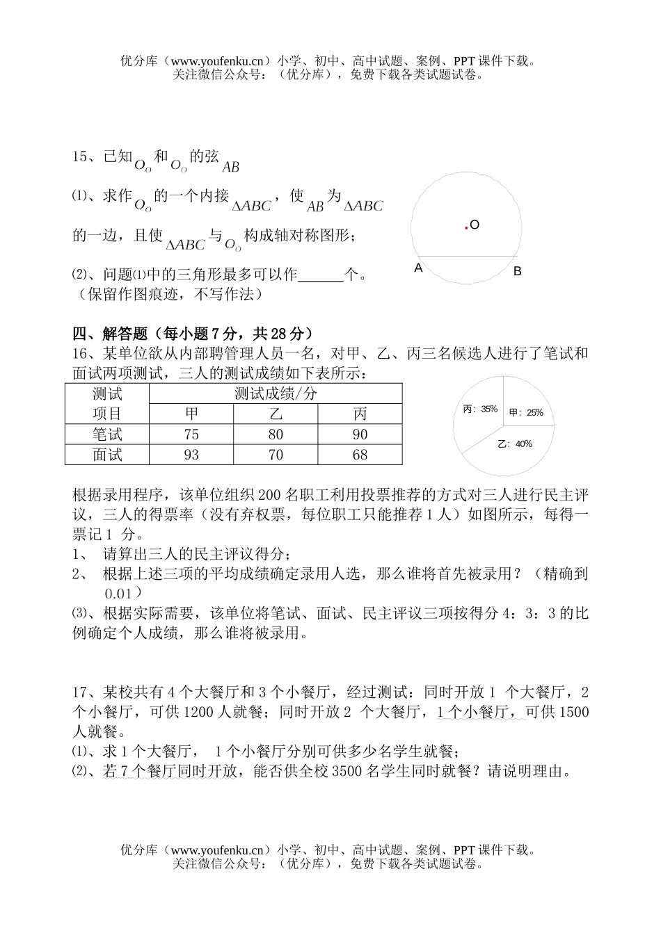 初中数学中考中考第五次模拟试卷_第3页