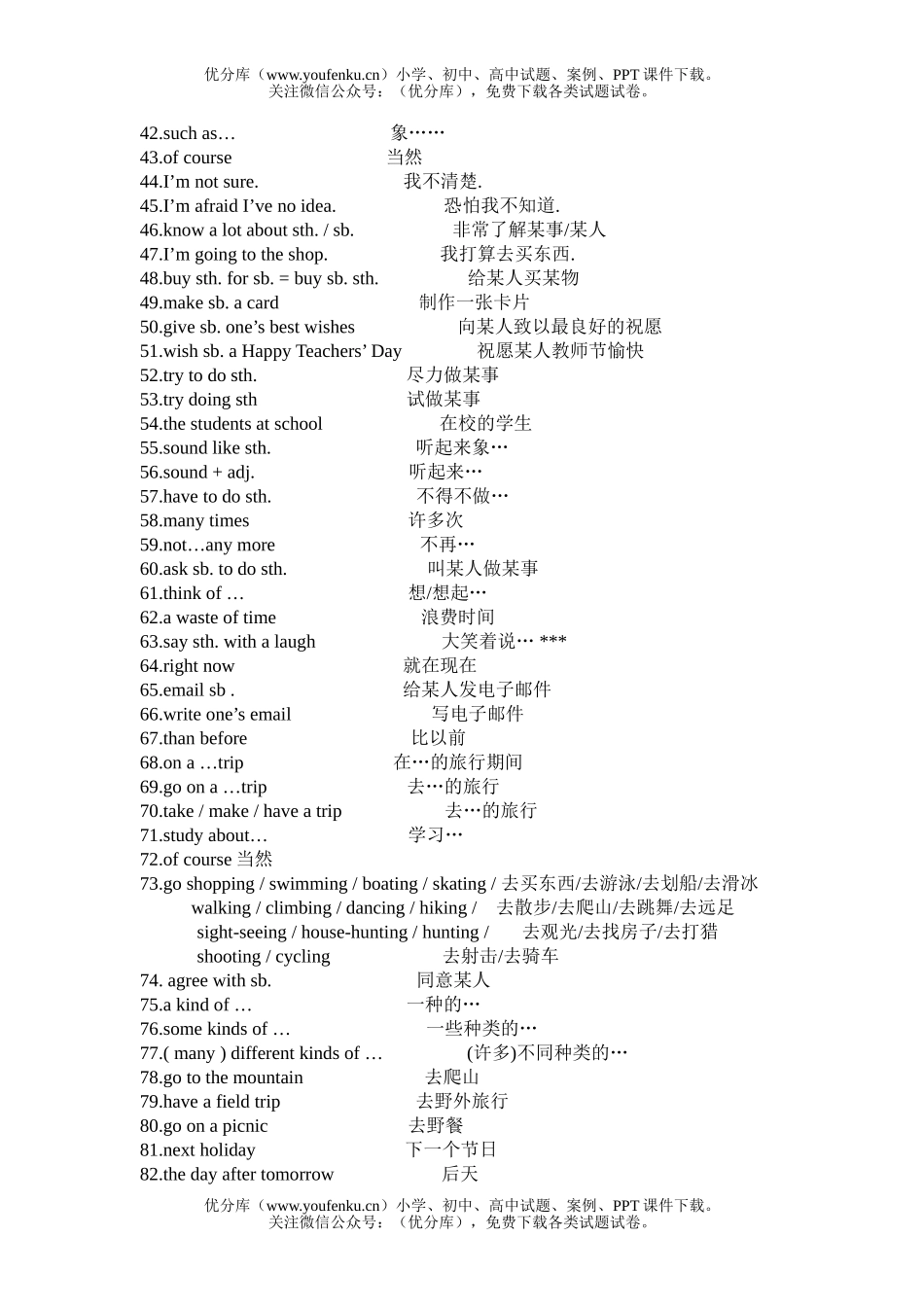 初中英语中考中考词组集试卷_第2页