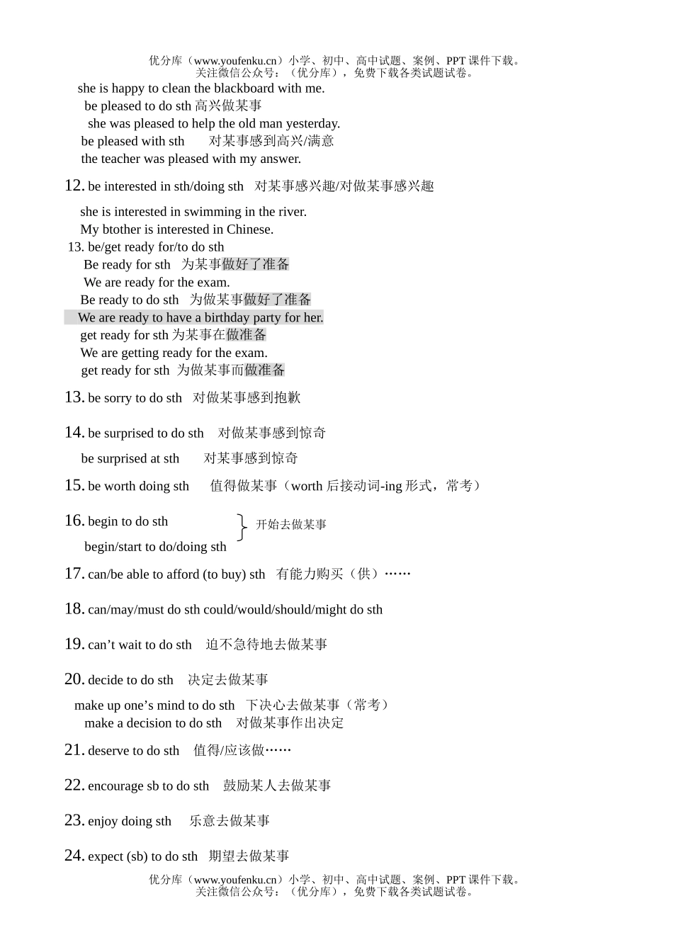 初中英语中考中考复习常用动词习惯用法试卷_第2页