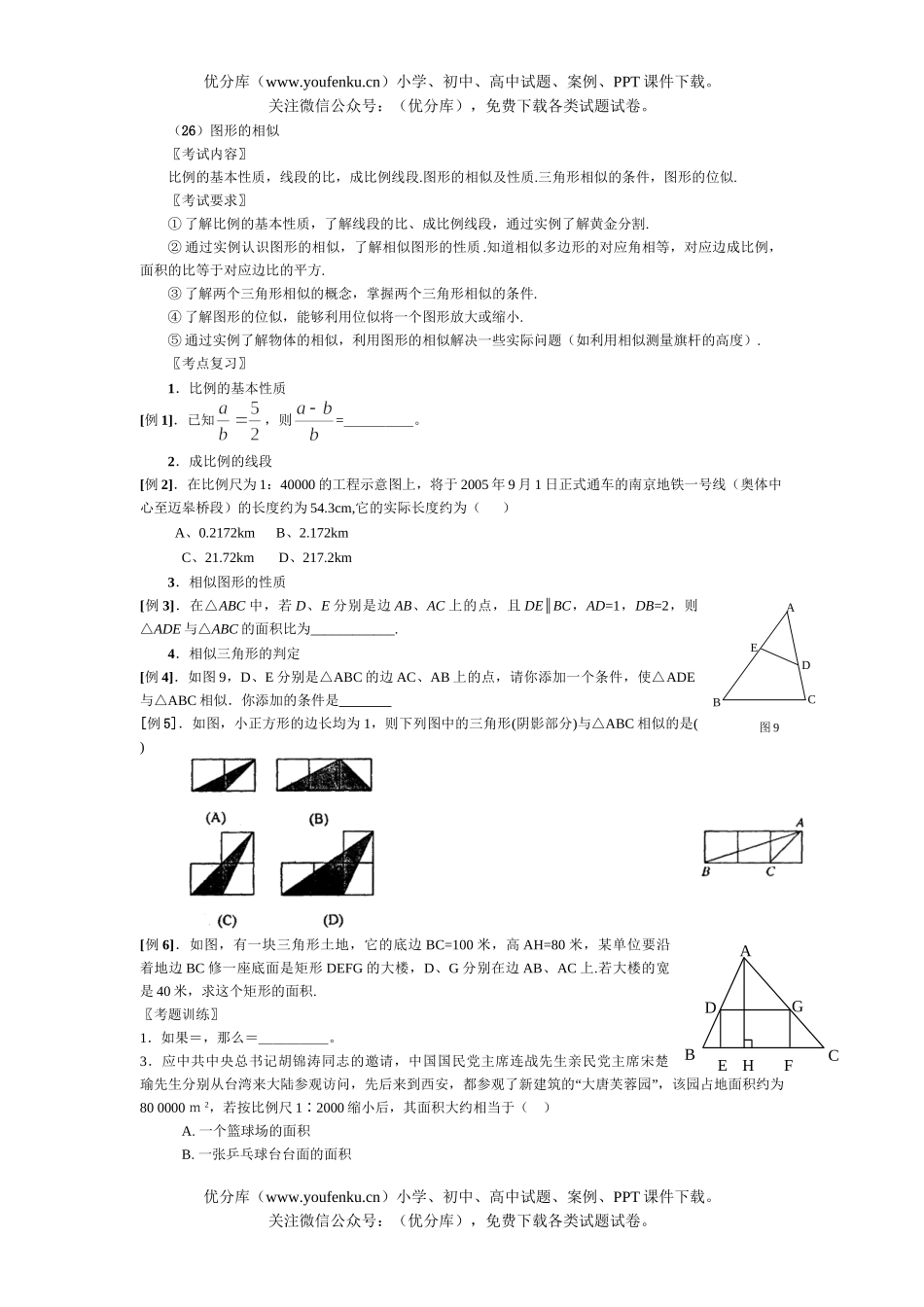 初中数学中考总复习图形的相似试卷_第1页