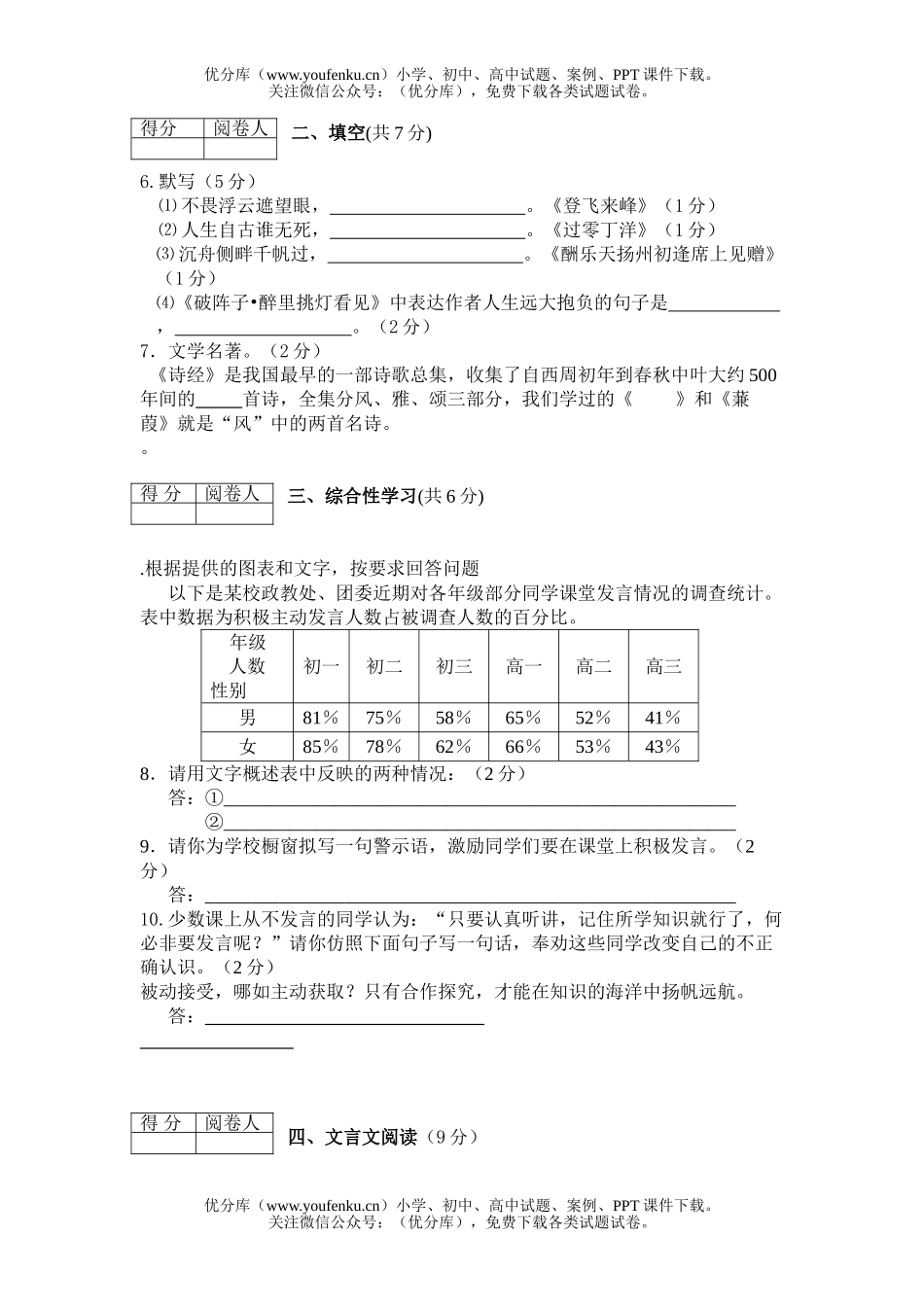 初中语文中考08年中考模拟练习题1试卷_第2页