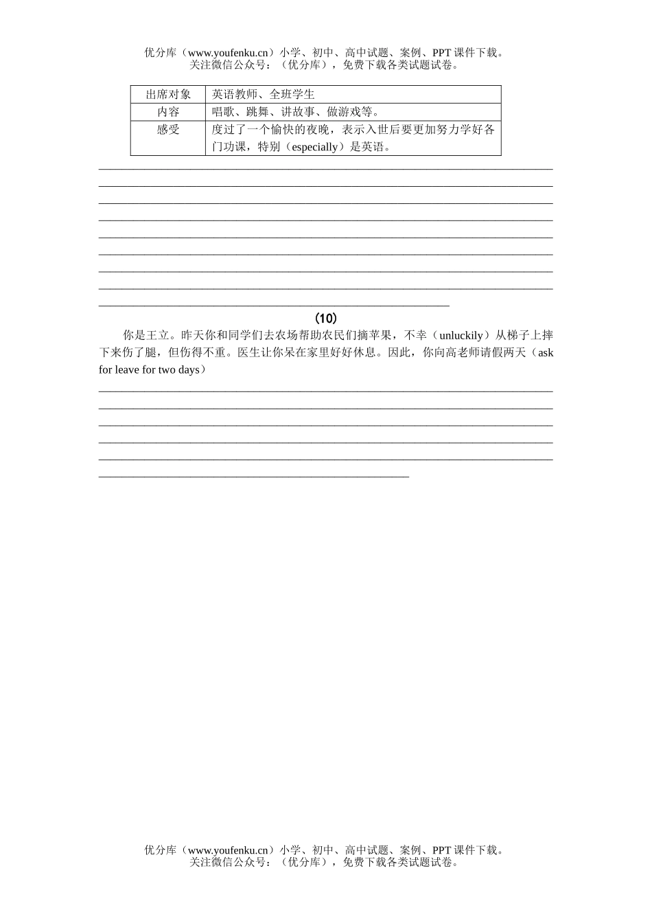 初中英语中考中考专项训练题试卷_第3页