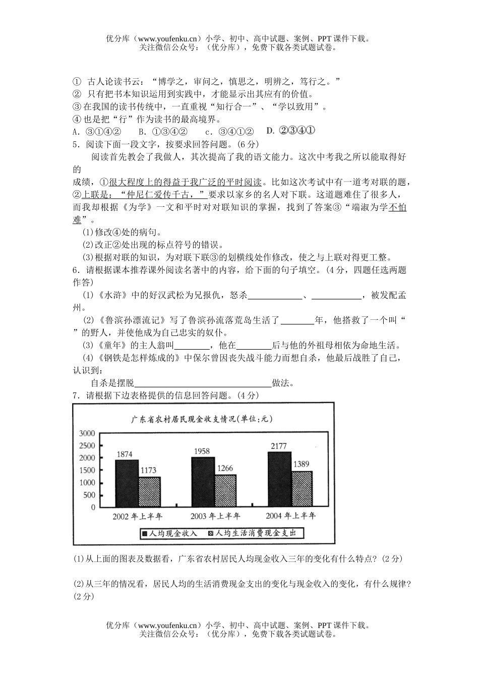 初中语文中考毕业班综合测试1试卷_第1页