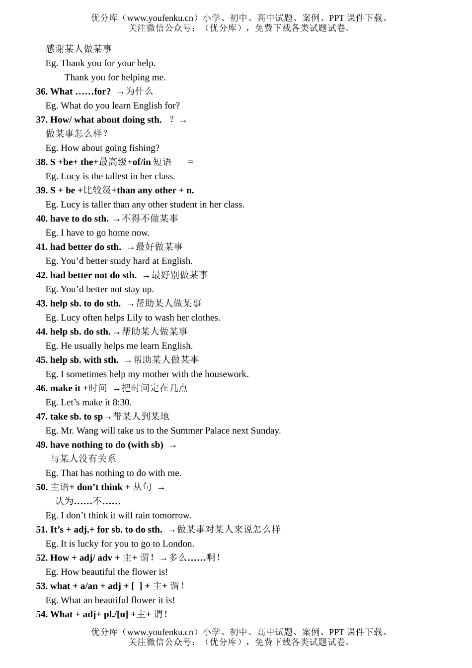 初中英语中考核心句型100例试卷_第3页