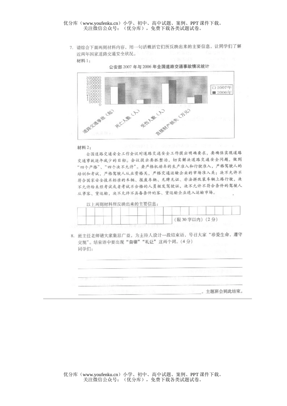 初中语文中考毕业班复习抽样考试卷_第2页