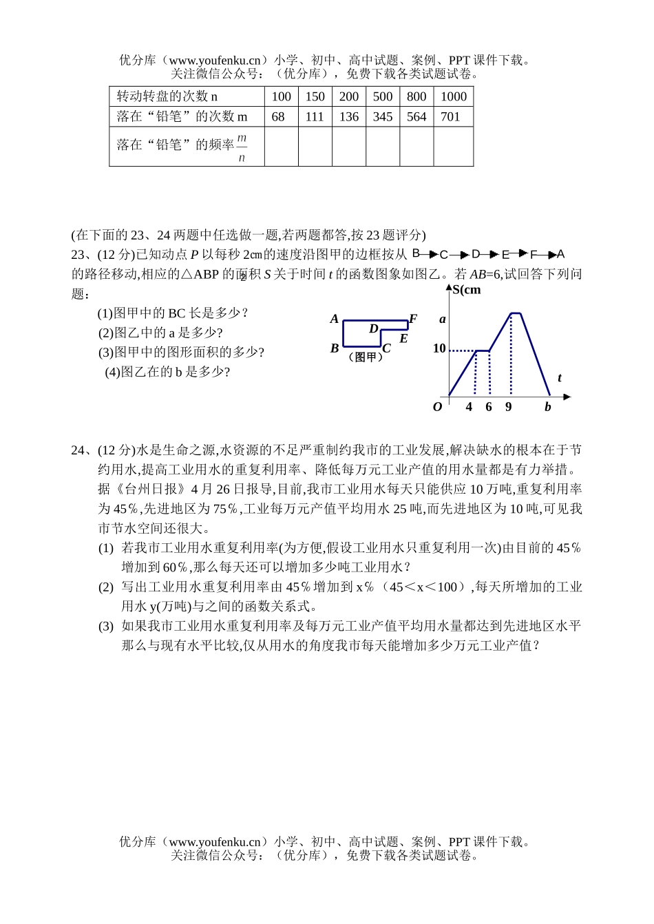 初中数学中考毕业、升学试卷_第3页